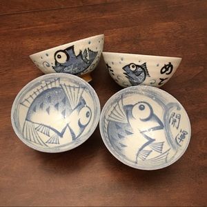 Set of Four Unique and Fun Ceramic Bowls